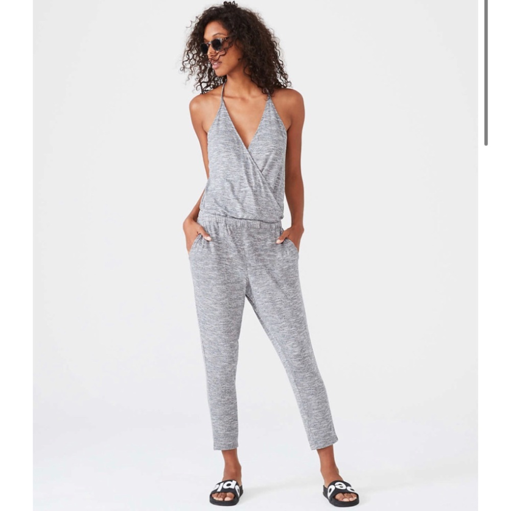 SOLD Lou & Grey Strappy Racerback Grey Jumpsuit L - Picture 1 of 5